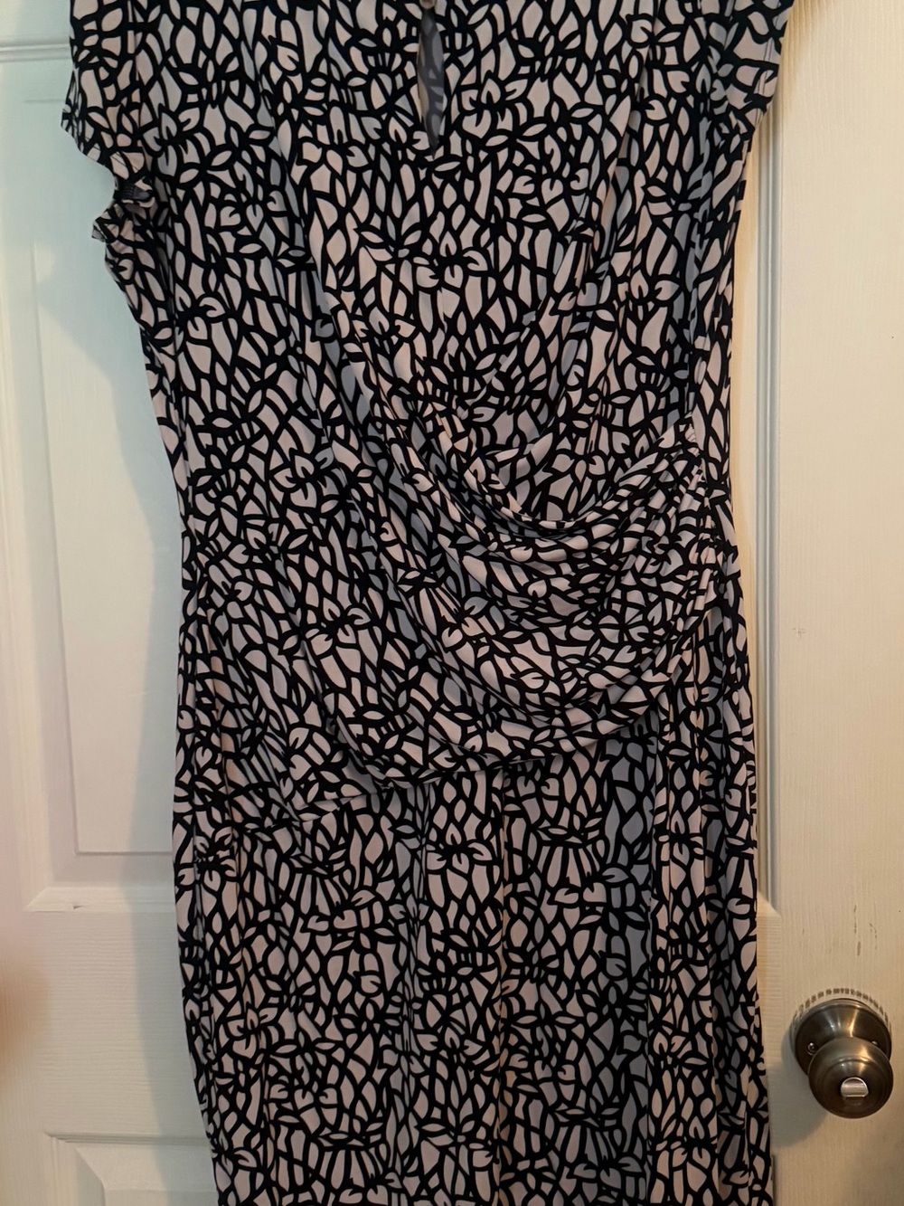 New York & Company Black and Light Gray Patterned Midi Dress